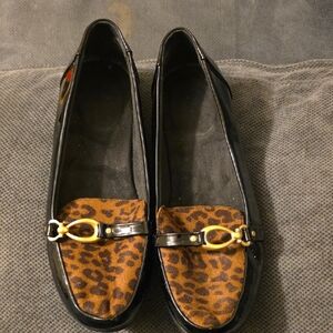 Leopard Print Black Loafers